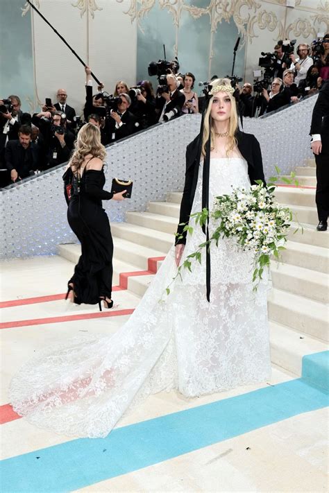 elle fanning wore a white bridal dress at the 2023 met gala