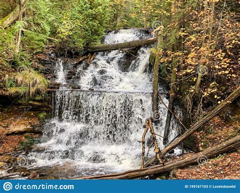 Breathtaking View Of Wagner Falls In Michigan Stock Image Image Of