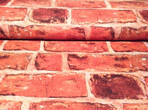 Red Brick Wall Designer Curtain Upholstery Cotton Fabric Material
