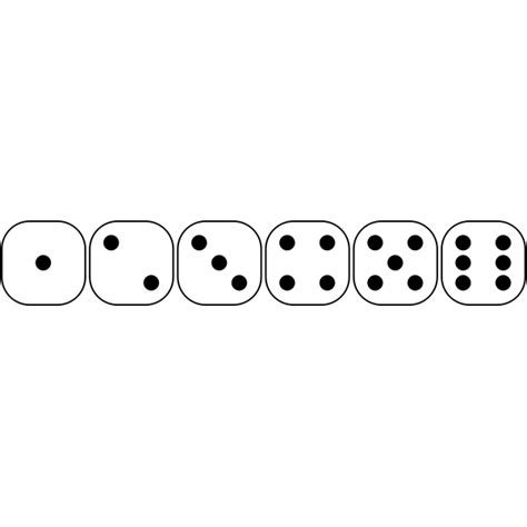 Vector Drawing Of Six Sided Dice Faces From 1 To 6 Free Svg