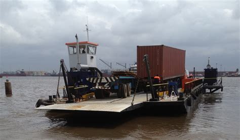 A boat that carries people or goods acro. 46 m double ended modular ferry to access remote areas