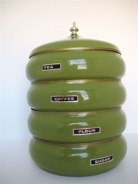 Vintage Stacked Canister Set Flour Sugar By Voulezvousvintage
