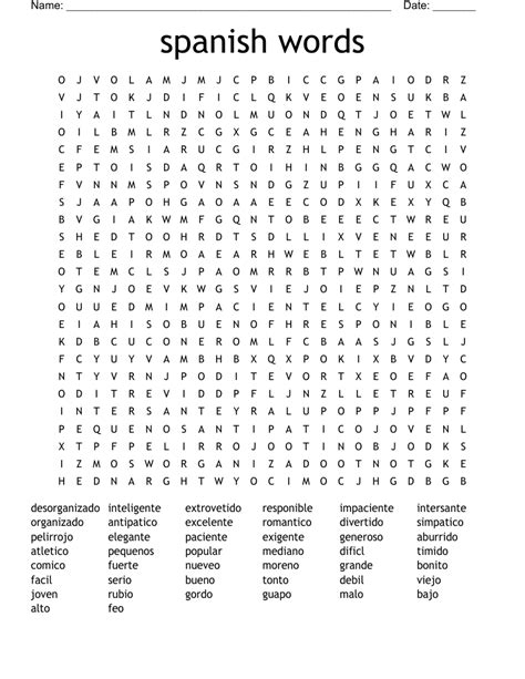 Spanish Words Word Search Wordmint