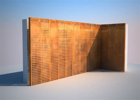 Perforated Corten Steel In Mounted On Concrete Architecture