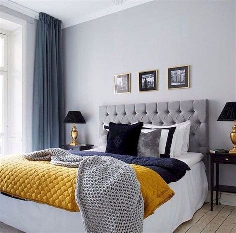 46 Cozy Grey And Yellow Bedrooms Decorating Ideas Blue And Gold