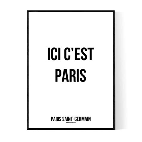 C'est pour la premiere fois que je suis a paris. Ici C'est Paris Poster. Text-tavlor och text-posters online.
