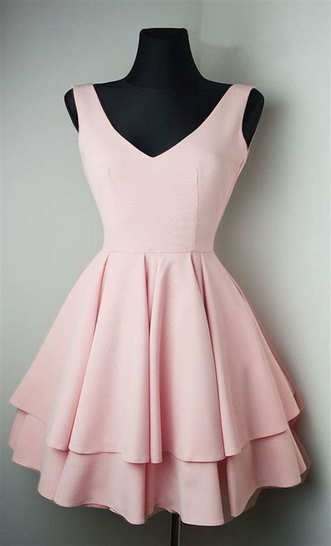 Blush Pink V Neck Sleeveless Short Homecoming Party Dress