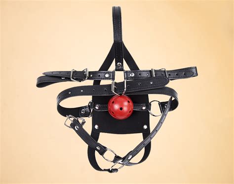Panel Gag Harness Bdsm Gag Mask With Breathable Plastic Ball On The