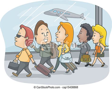 Clip Art Vector Of Airport Passengers Illustration Of Airport