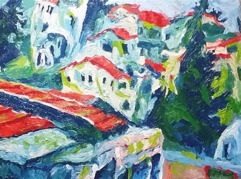 Oleg Tsank Street Scene In Jerusalem Oil On Canvas Art Painting