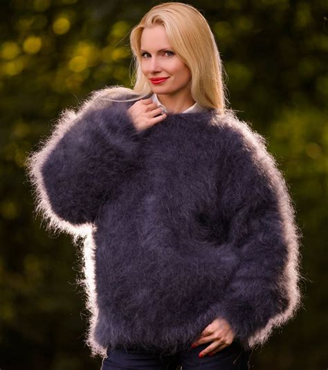 Fuzzy Crewneck Mohair Sweater Thick Fluffy Pullover Supertanya Etsy