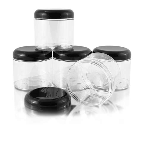 16oz Clear Plastic Jars With Black Plastic Lids 6 Pack Bpa Free Pet