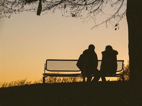 Free Photo Silhouette Of Two People Sitting On A Bench Under A Tree