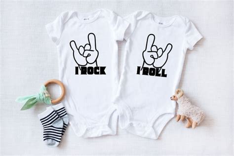 I Rock I Roll Twins Baby Onesie Rock And Roll Baby Twin Etsy