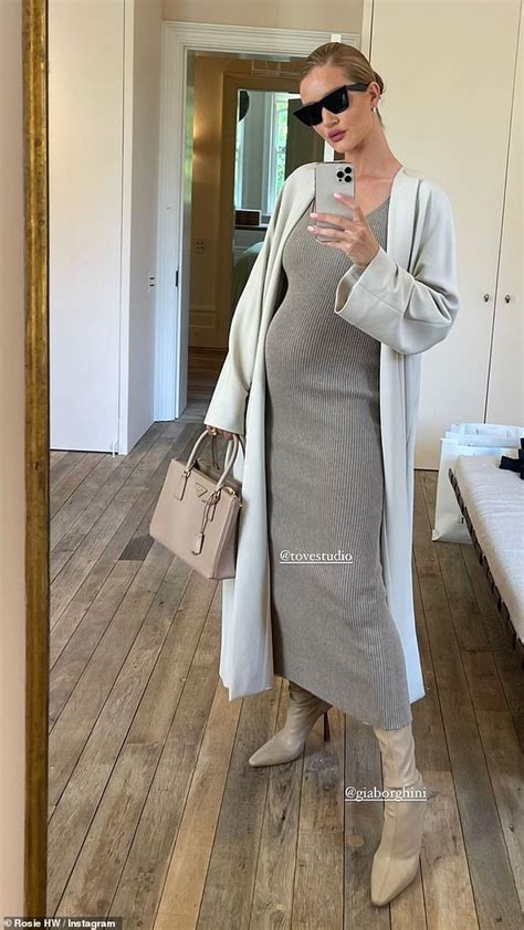 Pregnant Rosie Huntington Whiteley Shows Off Her Bump In Chic Grey