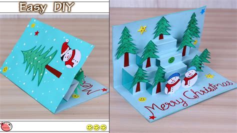 very easy diy 3d christmas pop up card how to make christmas tree card at home craft youtube