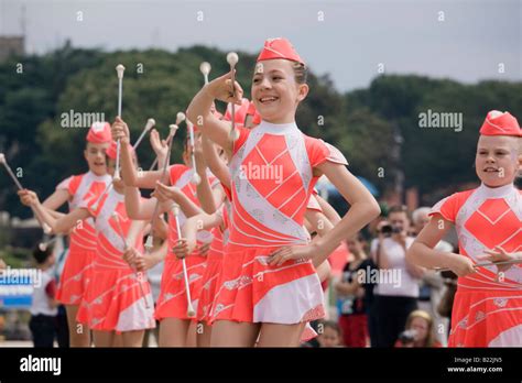 Young Girls Majorettes Competing In Majorette International Festival