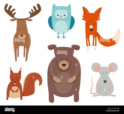 Cute Cartoon Animal Characters Set Stock Photo Alamy