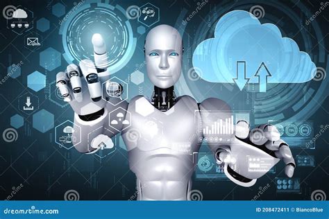 Ai Robot Using Cloud Computing Technology To Store Data On Online
