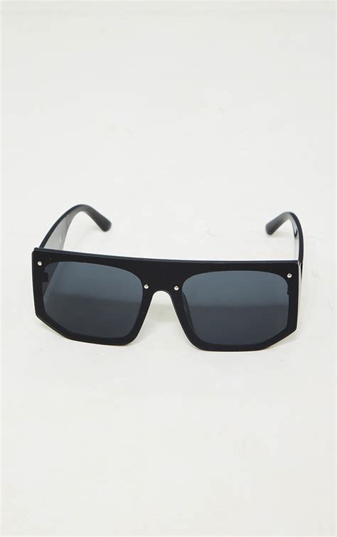Plt Black Frameless Chunky Visor Sunglasses Prettylittlething Uae