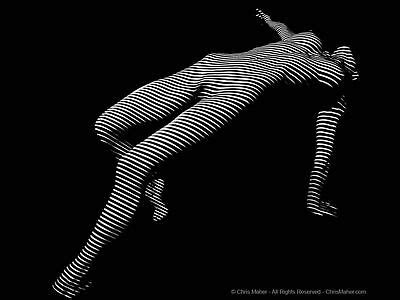 DJA BW Abstract Zebra Woman Beautiful Female Form On Floor Art Signed Maher EBay
