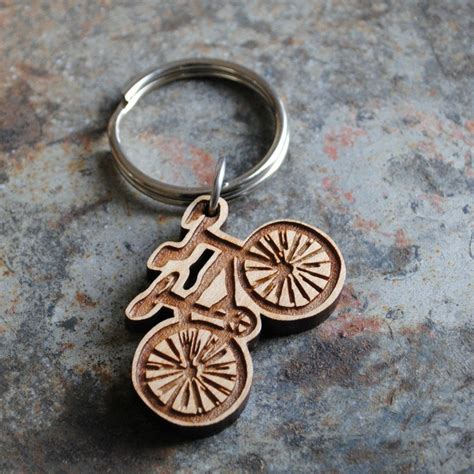 Bike Wooden Keychain Bicycle Key Ring Etsy