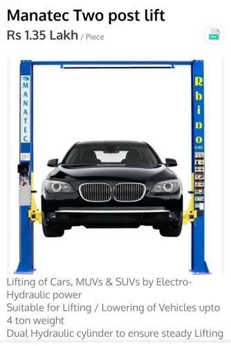 mild steel two post hydraulic car lift for servicing 2 4 tons at rs 98000 in jaipur