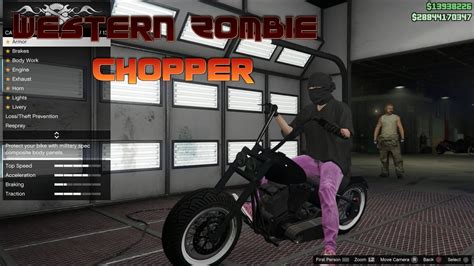 Well, this beast of a bobber/chopper is not only extremely good looking, but also has a ton of customization, not one zombie will ever look the same! GTA 5 Online - 'Biker DLC' - Western Zombie Chopper - YouTube