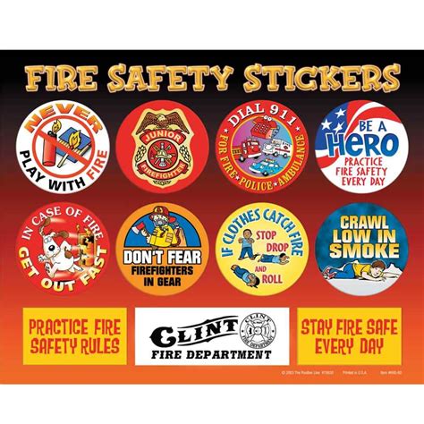 Fire Safety Sticker Sheet Personalization Available Positive Promotions