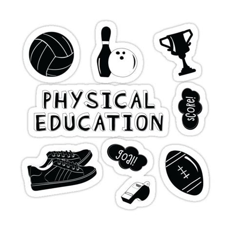 Black Physical Education School Subject Sticker Pack Sticker By The