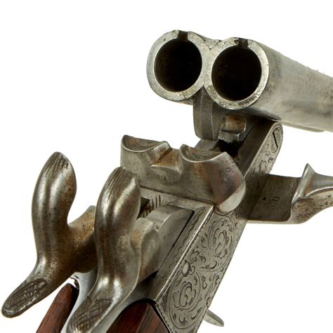 Original French Double Barrel Pinfire Pocket Pistol With Hidden Trigge