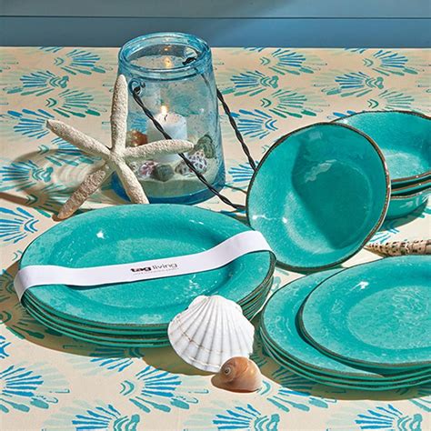 Tag 10 34 In Ocean Blue Veranda Melamine Dinner Plates Set Of 4