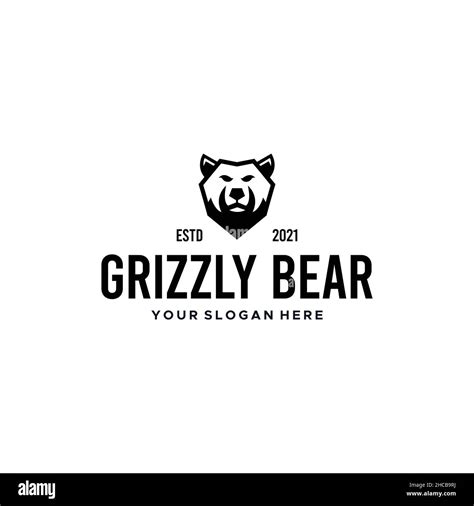 Minimalist Silhouette Grizzly Bear Logo Design Stock Vector Image And Art