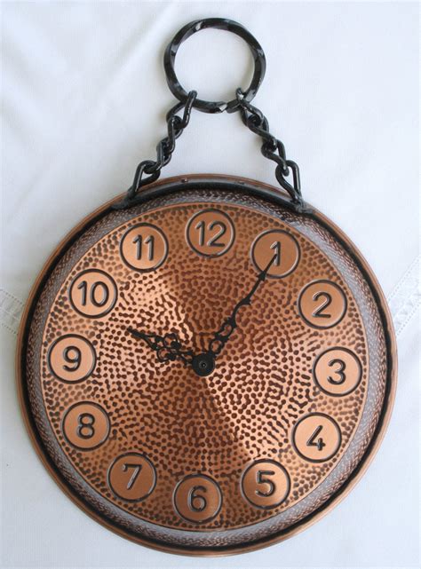 Copper Clock With Chain Wall Clock Copper Wall Clock Wall Etsy