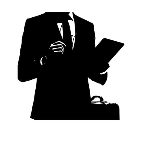 Premium Vector A Man In A Suit Is Holding A Tablet Business Man Stand