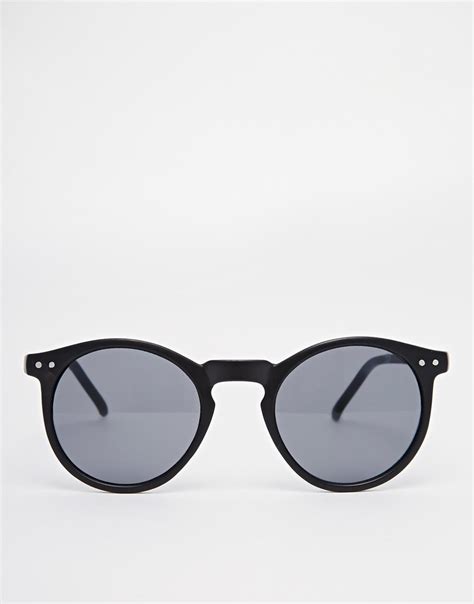 Asos Round Sunglasses In Matte Black Finish For Men Lyst