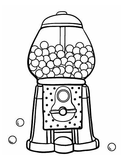 Gumball Machine Coloring Gum Bubble Pages Printable