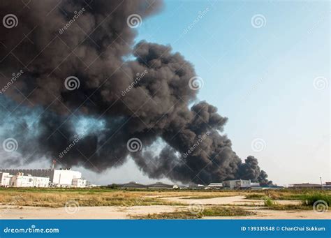 Factory Fire Burning With Black Smoke Stock Photo Image Of Insurance