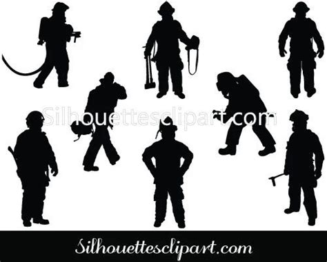 Firefighter Silhouette Vector Silhouette Vector Silhouette Vector