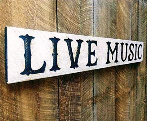 Live Music 55x8 Carved Sign Band Bar Vintage Looking Wall