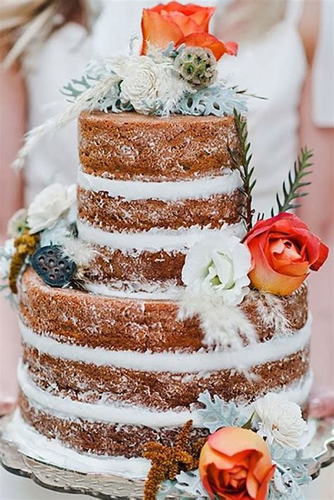 Naked Cake Country Rustic Wedding Cakes WeddingInclude Wedding