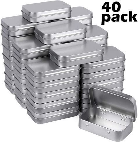 Best Quality Metal Rectangular Empty Hinged Tins Silver Mini Portable