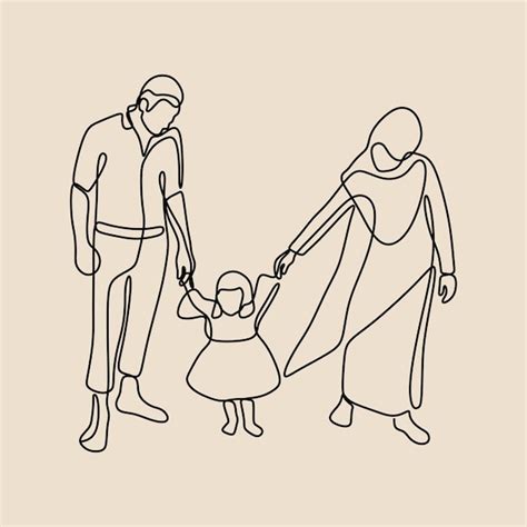 Premium Vector Parent Holding Son Hand Oneline Continuous Single Line Art