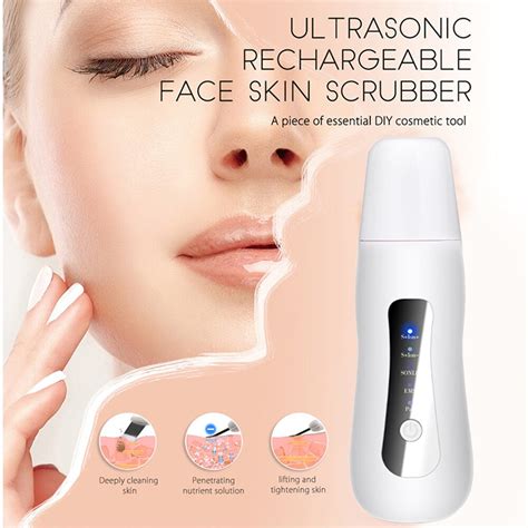 5 in 1 professional ultrasonic facial skin scrubber ion deep face cleaning peeling spatula