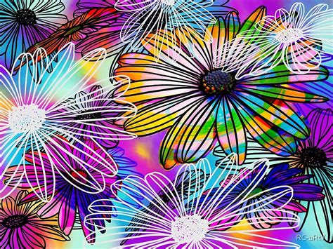 Psychedelic Flowers By Rc Arty Redbubble