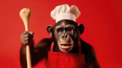 Premium Ai Image Gorilla Monkey Wearing A Chefs Hat And Apron Holding