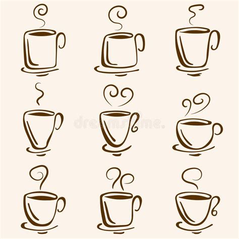 Set Of Vector Hand Drawn Coffee Cup Doodles Stock Vector