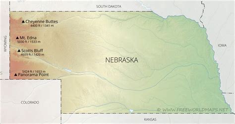Physical Map Of Nebraska