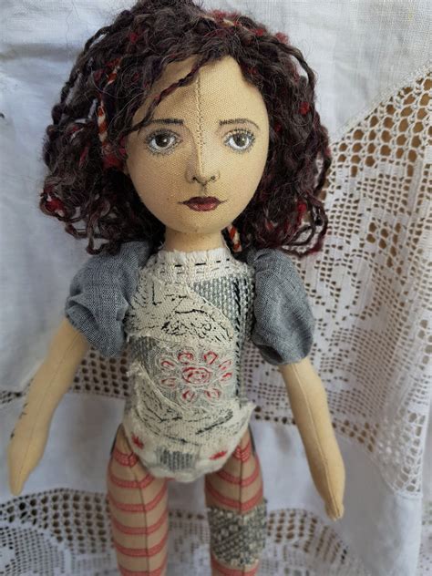 art doll textile doll named clara sewing fabric linen fabric hand sewing art dolls cloth