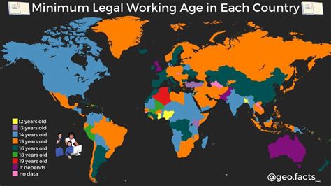 Minimum Legal Working Age In Each Country Map Made By Me Mapporn